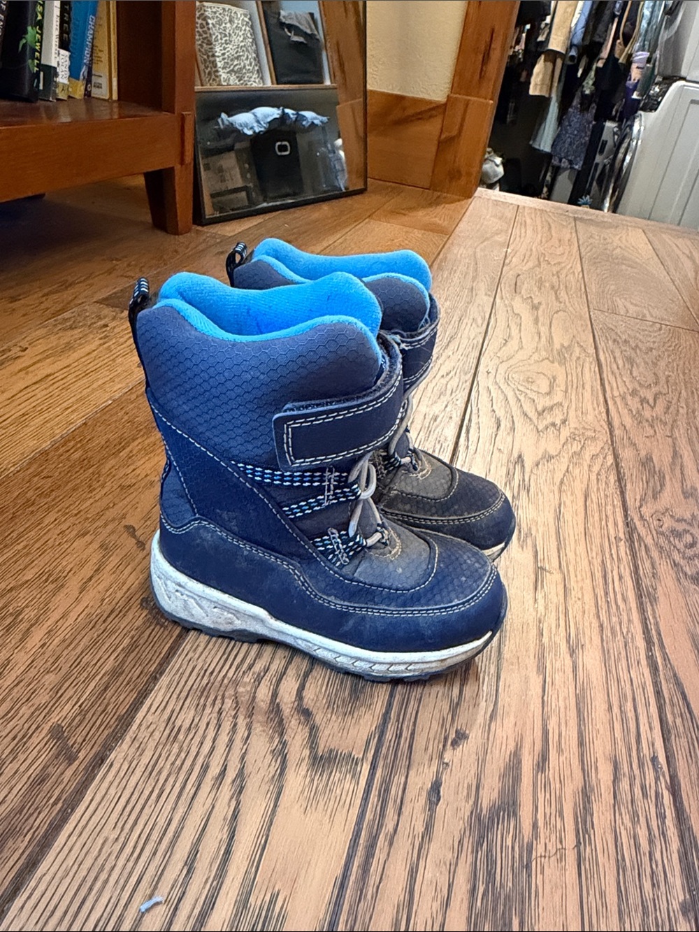 Carter's Navy and Bright Blue Kids Snow Boots with Hook-and-Loop Strap